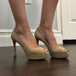 YSL Palais 80 Pump Suede Nude 37